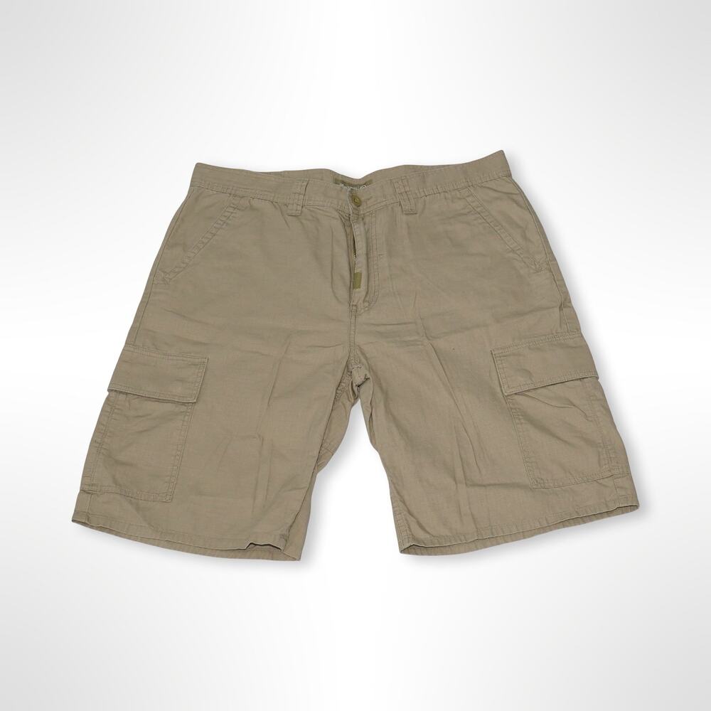 LRG Cargo Shorts Mens 36 Tan Khaki Embroidered Logo Y2K